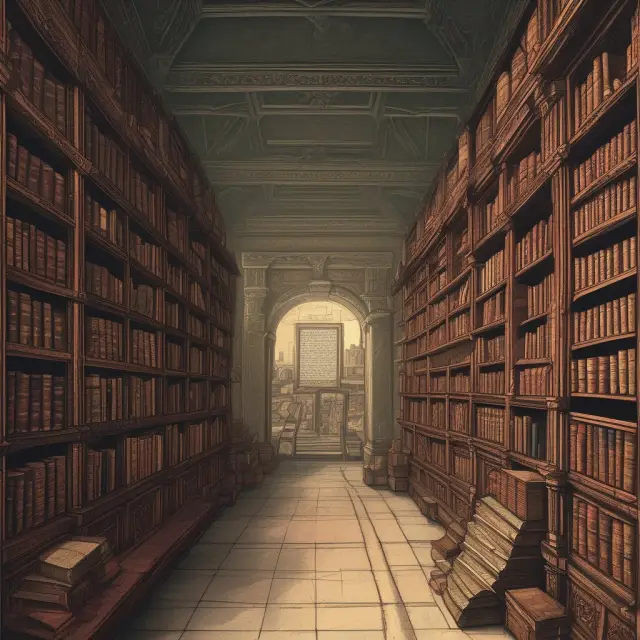 Vintage library scene with labeled books for Recency, Frequency, and Monetary Value signifying RFM analysis in customer engagement