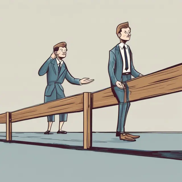 RIA and broker-dealer, one offering comprehensive financial advice (RIAs) and the other focusing on trades (broker-dealers), standing at opposite ends of a balance beam.