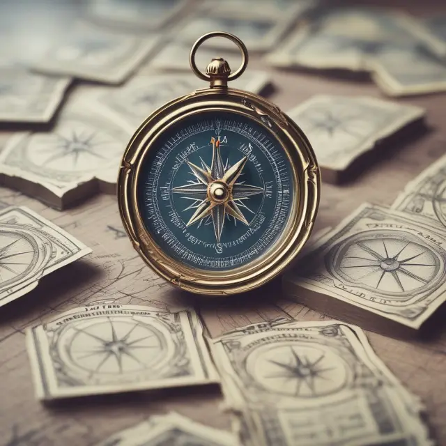 A compass on a financial journey, symbolizing the process of choosing the right RIA based on various factors