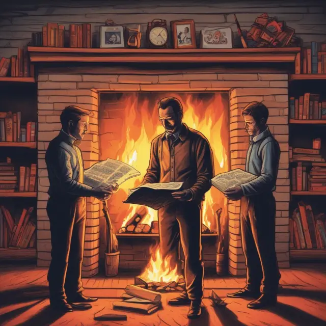 Borrower holding documents representing loan agreement, one in hand and the other near a fireplace to illustrate the cancellation process using the Right of Rescission within three business days
