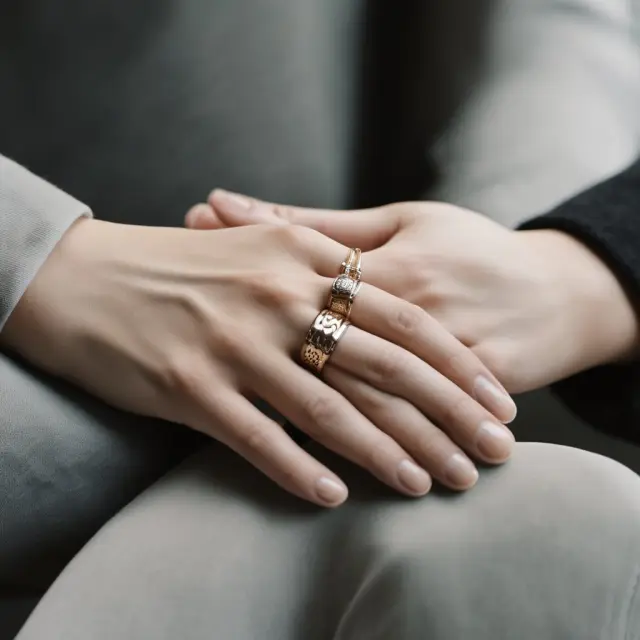 Two golden hands offering rings, symbolizing the right to precede transactions with a partner