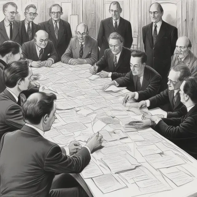 Shareholders gather around a table, each one receiving an invitation letter for the rights offering