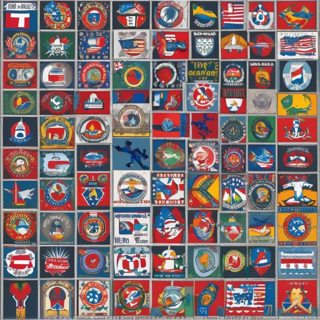 A collage of union symbols and state flags, depicting the 27 US right-to-work states.