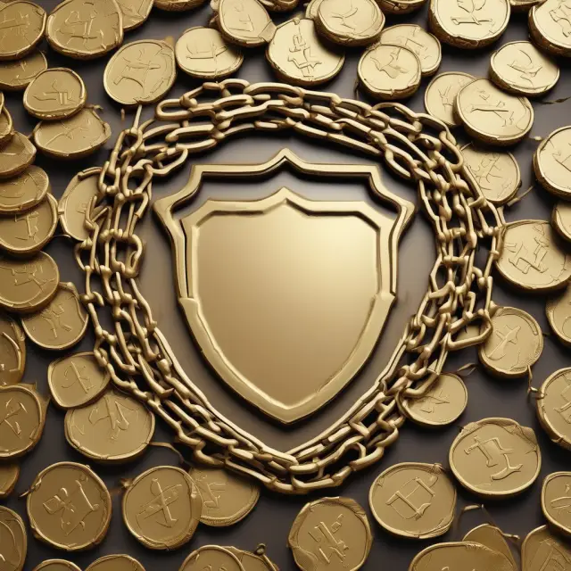 Gold coins encircled by interlocking chain links, representing the concept of ring-fencing for safeguarding assets and achieving regulatory compliance