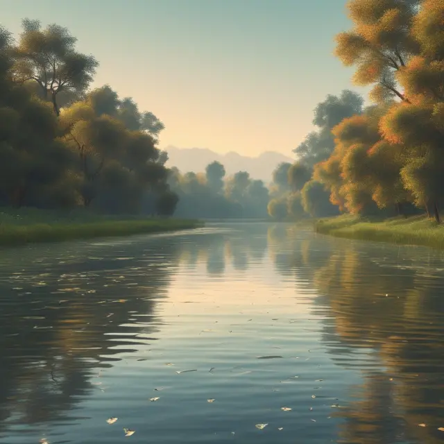 Nodes on a riverbank come together to form consensus and validate transactions in the Ripple network, symbolizing trust and security.