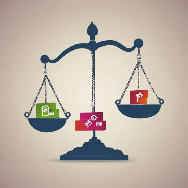 Scales representing risk-benefit analysis, with risks on one side and benefits on the other.