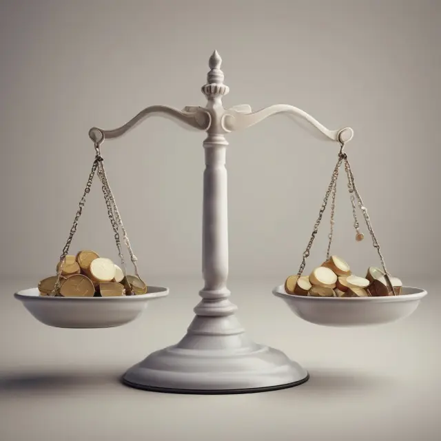 An image of a balanced scale representing a company