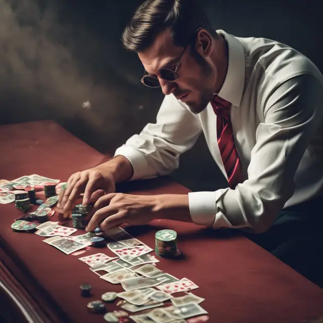 Gambler rolling dice in a financial market to symbolize the concept of risk assessment