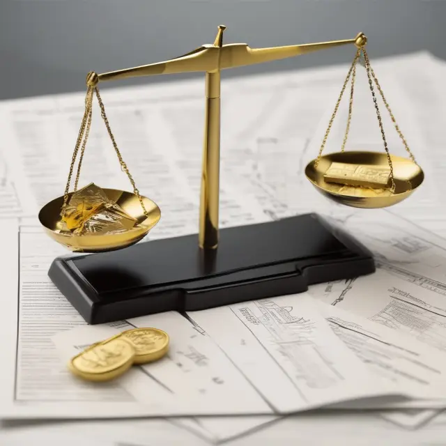 Two scales weighing gold bars and regulatory documents, representing the importance of maintaining adequate total capital and tier 1 capital in accordance with financial regulations
