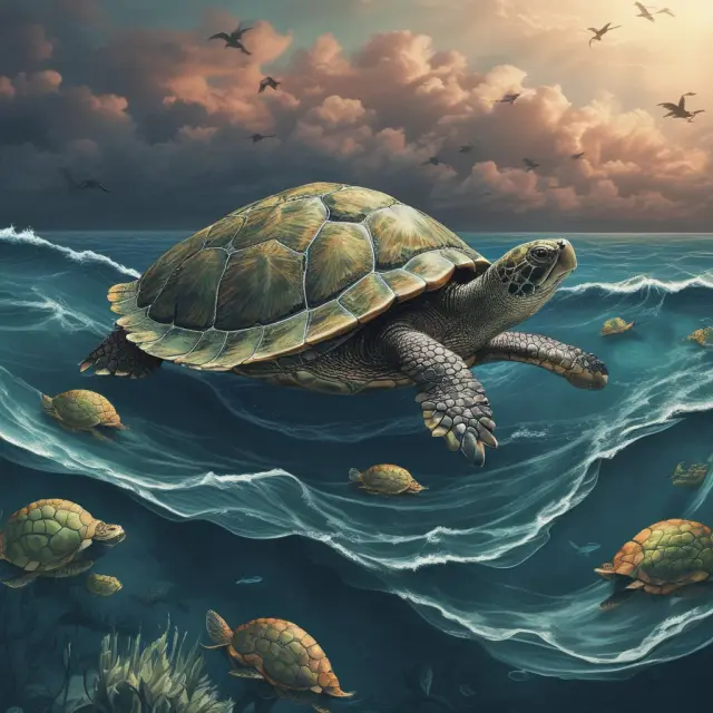 Risk-free rate turtle in a sea of negative interest rates, demonstrating the challenge for investors in navigating volatile markets