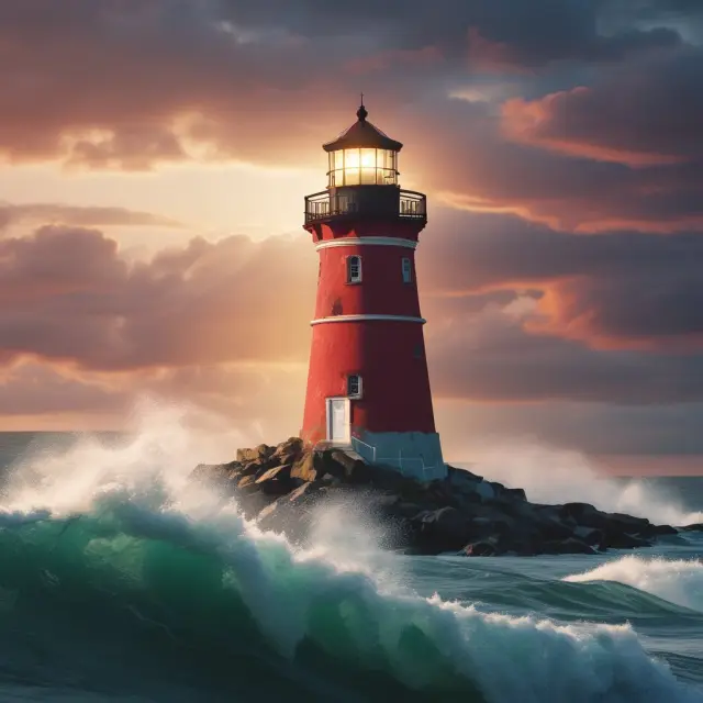 Lighthouse representing the risk-free rate, anchored amidst wavy financial waters with US Treasury Bill label