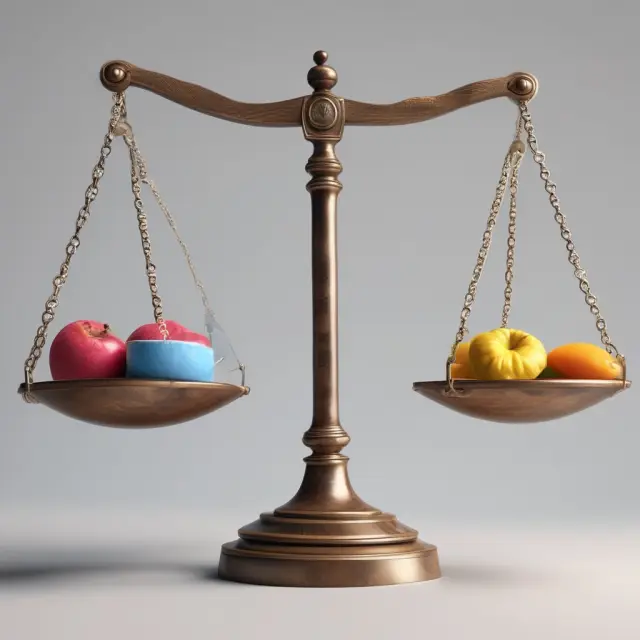 Scales tipping equally between assets illustrate the risk parity investment strategy