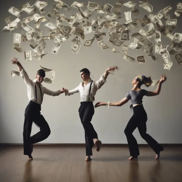 Dancers gracefully balancing on a scale represent asset classes (stocks, bonds, cash) and individual