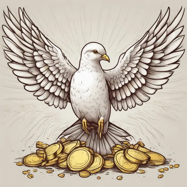 Golden dove with coins in wings - A metaphor for risk-averse investors focusing on capital preservation