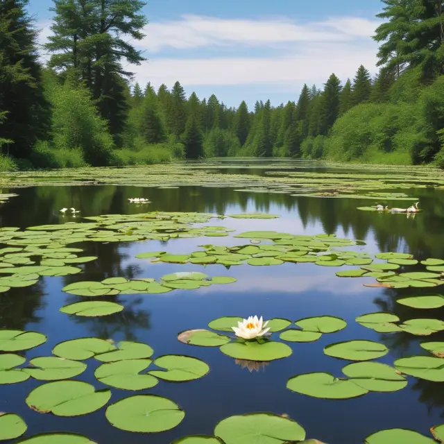 Tranquil lake with a lily pad symbolizing risk-free assets and guaranteed returns