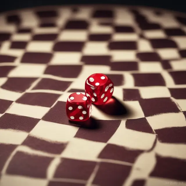 Two dice represent absolute risk and relative risk as they roll on a chessboard, illustrating their significance in finance.