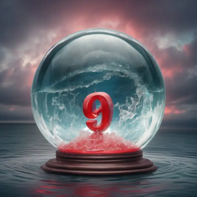 Crystal ball displaying potential investment losses, marked by a red exclamation point for the defined confidence level