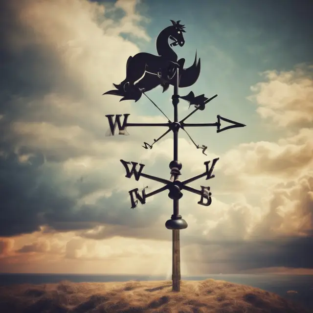 A wind vane with beta as its arrow, symbolizing market risk in passive investment strategies