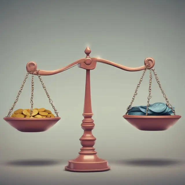 Visualizing risk neutral vs risk-averse investing: Two balances; one weighing risks, the other rewards