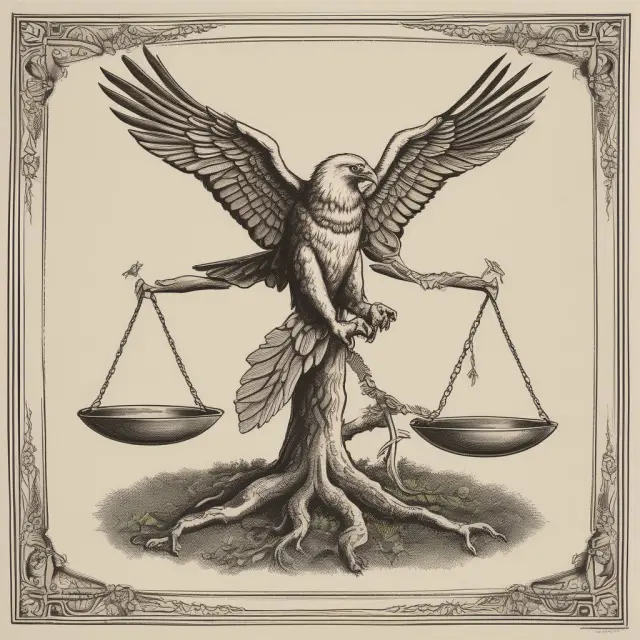 A balanced investor with a soaring eagle (stocks) and rooted tree (bonds), illustrating moderate risk tolerance and the 60/40 portfolio structure.
