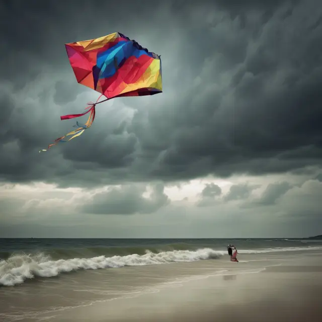 Kite flying against stormy sky symbolizing risk-taking and regulatory compliance in banking