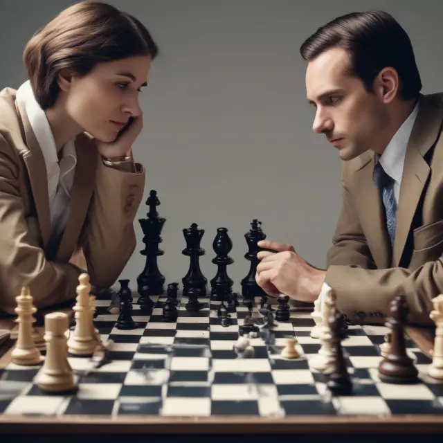 Institutional investors examining market dynamics in a chessboard filled with industries dealing with limited, high-demand goods