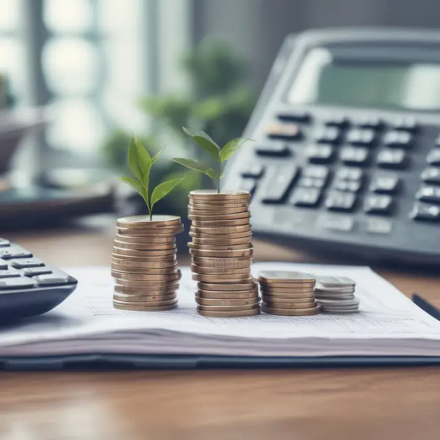 An image of a person holding scales, weighing a company