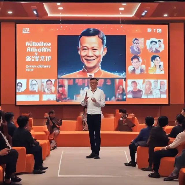 Jack Ma presenting an engaging video about Alibaba