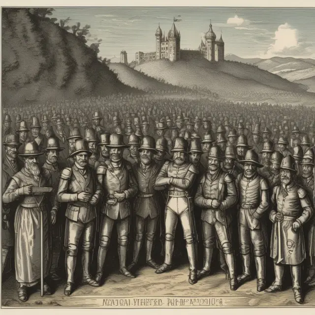 An illustration of medieval robber barons sowing seeds symbolizing product innovation within an industrial landscape