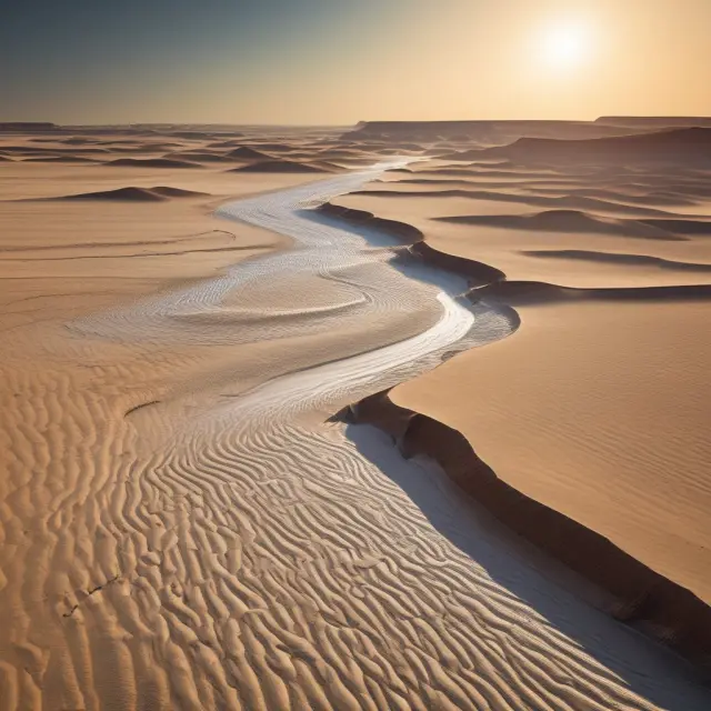 A river representing robust financial models flows steadily through the ever-shifting market sands, symbolizing their accuracy and relevance in uncertain business environments