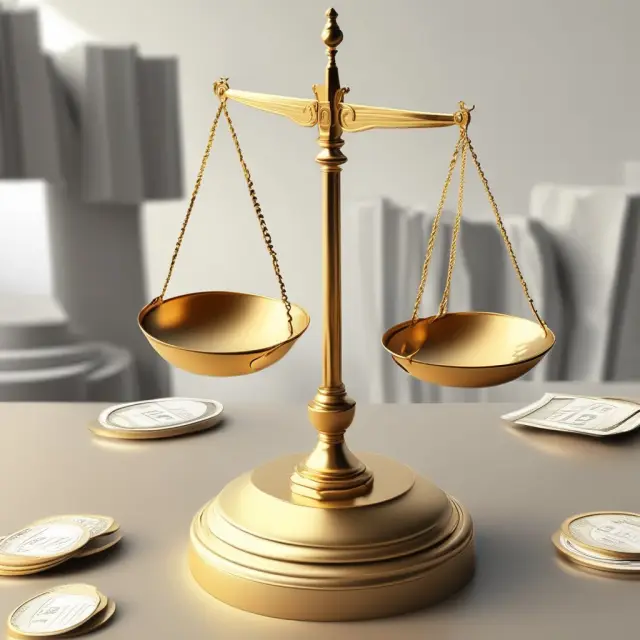 A golden scale with EBIT (earnings before interest and taxes) on one side and Capital Employed on the other, illustrating the ROCE calculation.
