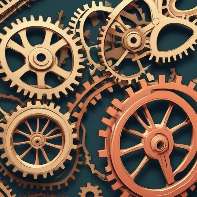 Comparing the efficiency of two companies, ACE Corp. and Sam & Co., using ROCE ratios depicted as gears with different sizes.