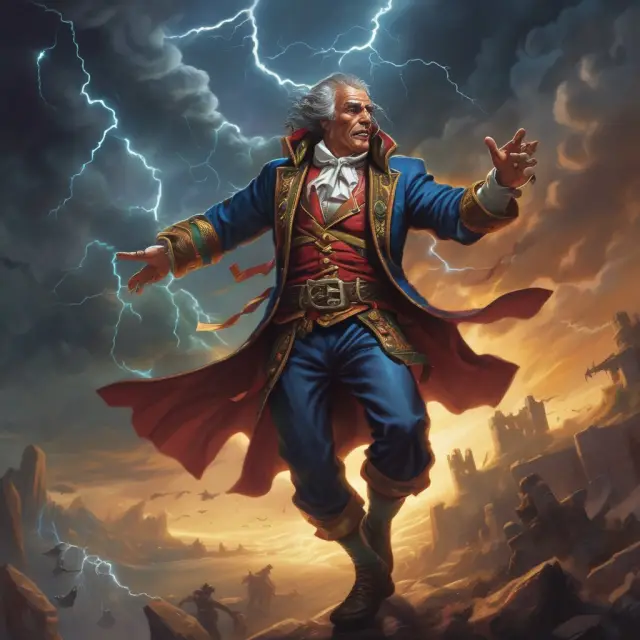 A rogue trader, depicted as a maestro playing the markets