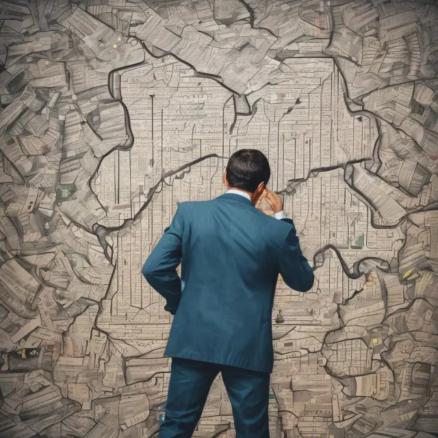 A rogue trader concealed among complex financial charts and graphs, symbolizing the moral hazard risk in the financial industry.