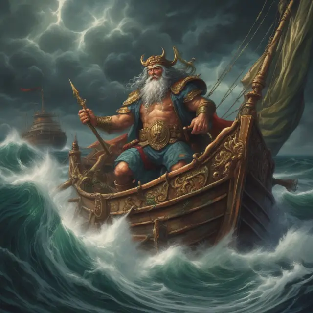 A rogue trader navigating turbulent waters, defying Poseidon