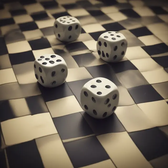 A person rolling dice on a chessboard, with gold coins and futures contracts representing backwardation markets