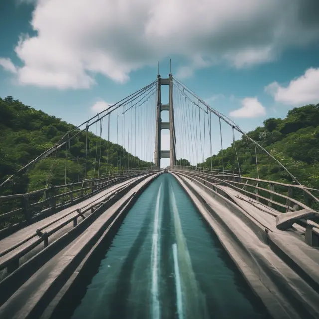 An image of a sturdy bridge linking two islands representing commodities or financial instruments, with one island producing positive roll yield, while the other generates negative roll yield.