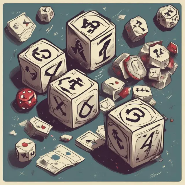 Three dice labeled 