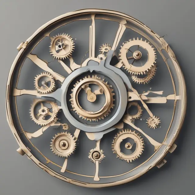 Clock with swappable gears symbolizing timing, expiration dates, slippage, premiums, and currency exposure considerations in roll forward execution