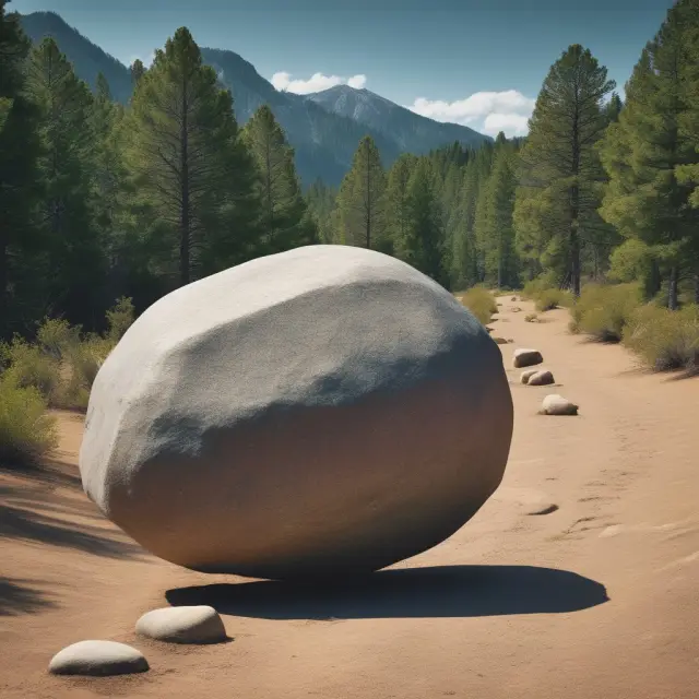 Image of a large boulder being rolled down a hilly landscape, symbolizing the process of roll forward strategies in maintaining positions in financial markets.