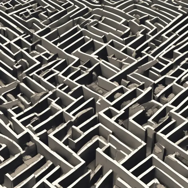 An intricate maze symbolizing the challenges and complexities surrounding rolling returns in investment analysis
