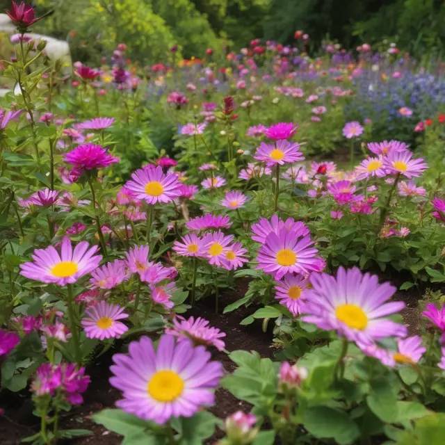 A vibrant garden with an old retirement account blossoming into multiple blooming flowers, representing successful rollovers.