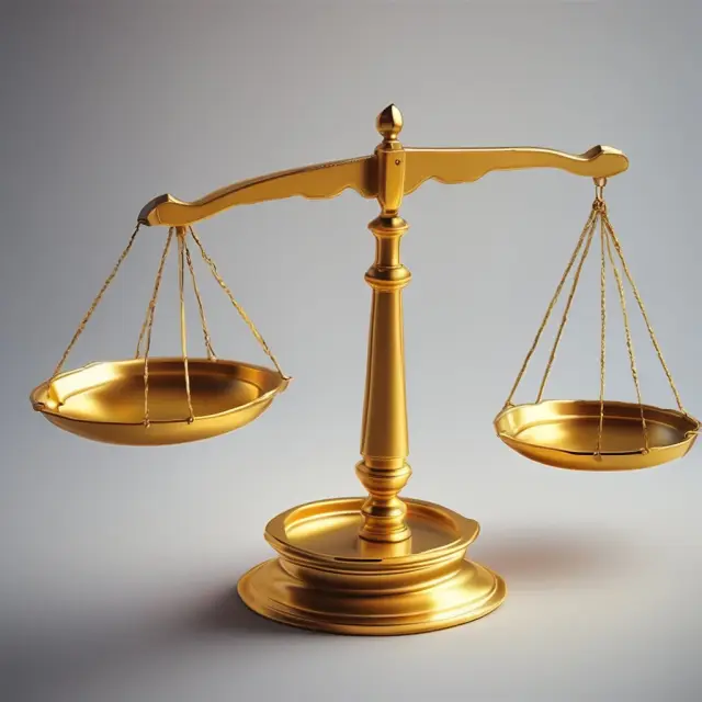Golden scale illustrating net income (net profit) balanced against total assets: fixed and net working capital, symbolizing RONA ratio evaluation.
