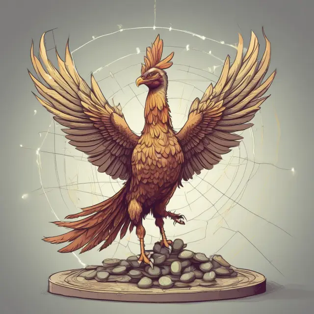 An image of a mythical phoenix emerging from intertwined assets and net income graphs, symbolizing the RONA ratio