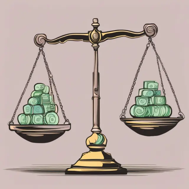 A pair of scales tipped with gold coins representing net income and a crystal orb symbolizing intangible assets, with adjustments balancing the scale for accurate comparison