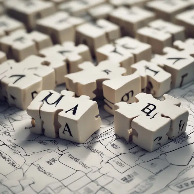 A person contemplating an intricate puzzle, with RONA ratio figures displayed on each piece, signifying the process of evaluating a company