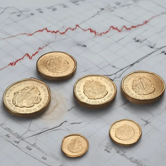 Golden coins symbolizing RONA, ROE, ROIC, and DE ratios hovering over a chart to represent their comparison in evaluating a company