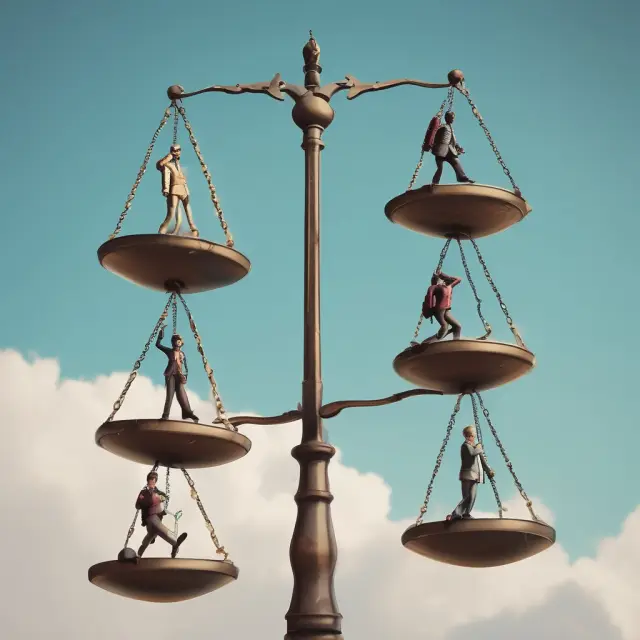 Institutional investors evaluating projects with RORAC: Balancing scale represents return on investment; weights symbolize risk-adjusted capital.