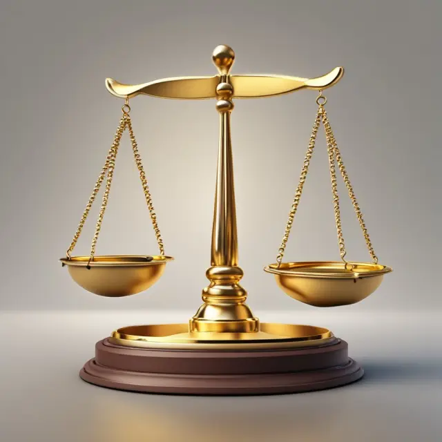 A golden scale balanced with revenue (represented by coins) and operating profits. The balance represents the efficiency of a company