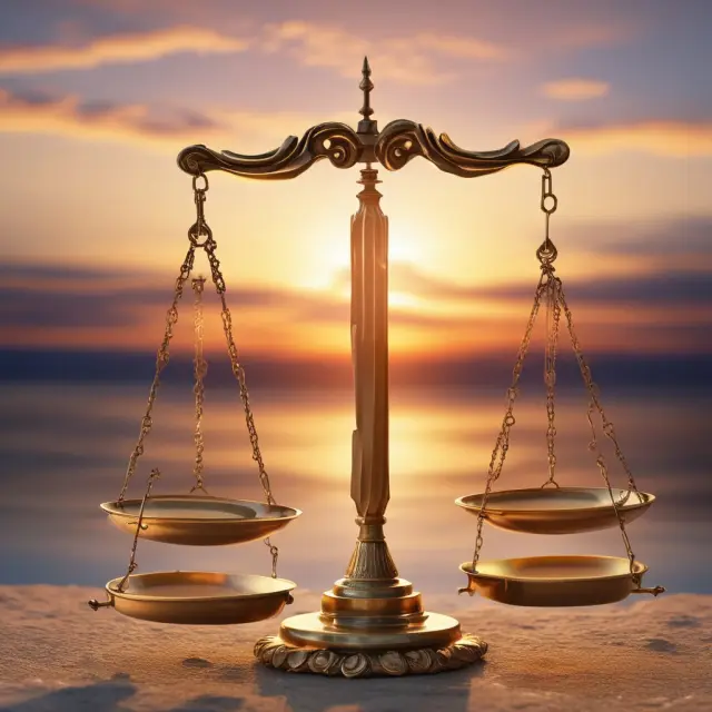 Golden sun sets over two sets of scales representing Roth 401(k) and traditional 401(k), illustrating tax-free retirement income.